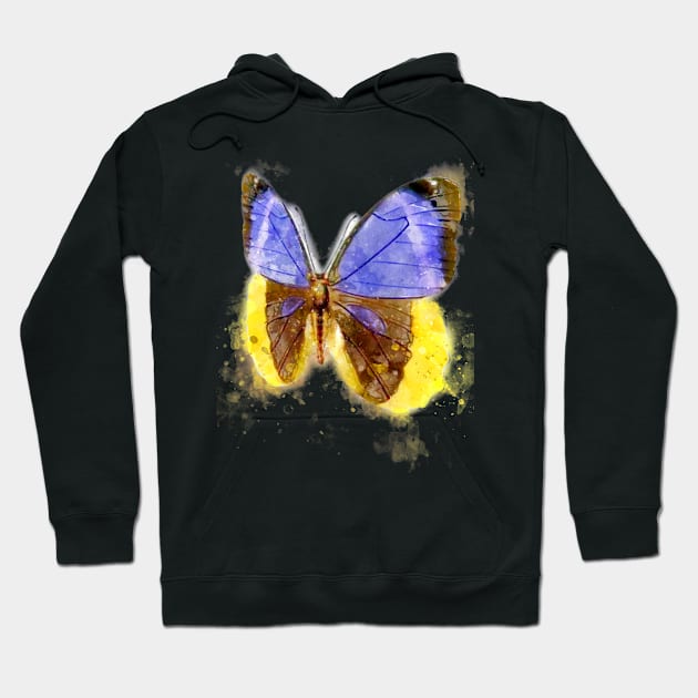 Butterfly Watercolor Butterfly Stripe Tie Dyeing Hoodie by sufian